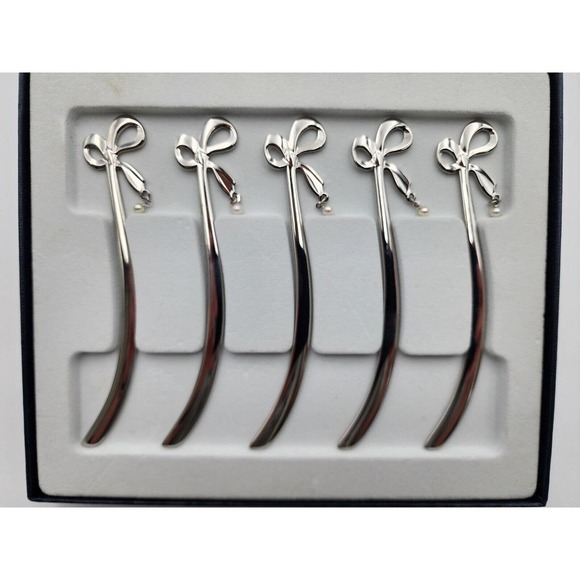 Mikimoto International Pearl Silver Tone Cocktail Muddlers Stirrer Set 5 - Picture 2 of 7